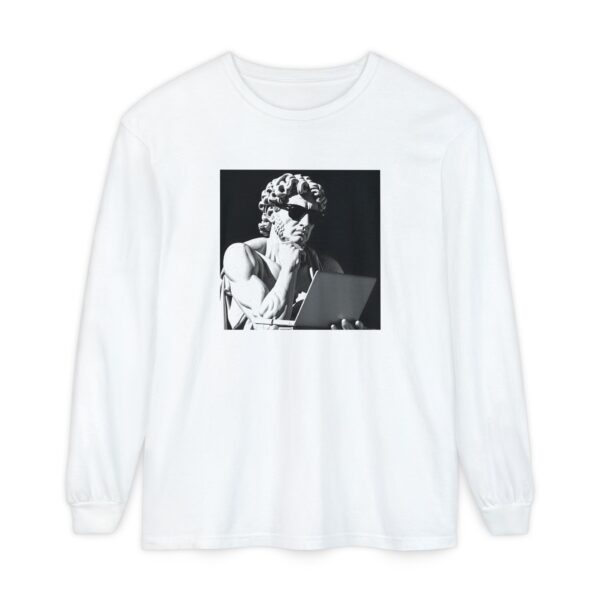 Artistic Long Sleeve T-Shirt - Thoughtful Portrait Design - Image 3