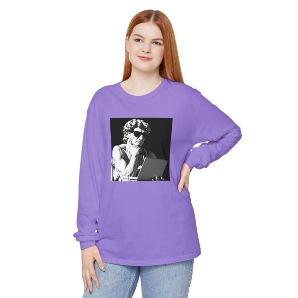 Artistic Long Sleeve T-Shirt - Thoughtful Portrait Design - Image 2