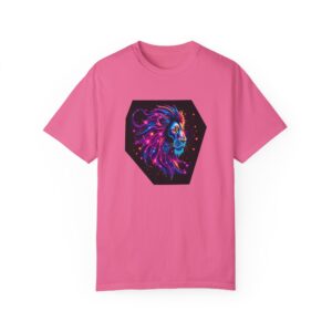 Cosmic Lion Unisex Garment-Dyed T-Shirt – Vibrant Art for Nature Lovers
