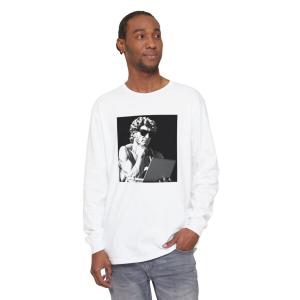 Artistic Long Sleeve T-Shirt - Thoughtful Portrait Design - Image 5