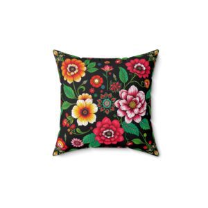 Flower Print Pillow Cover | Madhubani Art Form